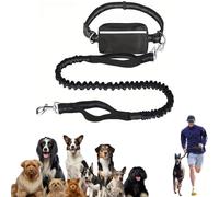 Hands Free Dog Leash with Zipper Pouch, for Running, Walking & Training, Hands Free Leash for Medium and Large Dogs (Black)