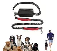 Hands Free Dog Leash with Zipper Pouch, for Running, Walking & Training, Hands Free Leash for Medium and Large Dogs (Red)