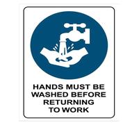 Hands Must Be Washed Before Returning To Work Funny Tin Sign 12x8 Inch