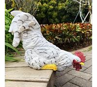 Handsider Estatuas de jardín, decoración artística de gallo, estatua de gallo impermeable para jardín, patio, camino, valla, porche, césped (blanco)
