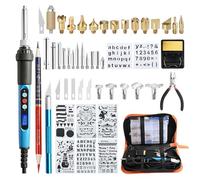 HANDSKIT 52pcs Kit Pirograbador de Madera,pirograbado en madera,Kit Pirograbadores Eléctrico 90W Temperatura Regulable entre 180°C y 480°C,Soldador Pirografo Profesional para Madera,Cuero,Grabado