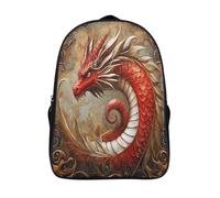Handsome And Naughty Red Dragón Mochilas Para Chicos Y Chicas Estilo Retro Adolescentes Bolsa De Escuela 16 inch Gran Capacidad Con Hebilla De Ajust