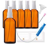 HandsUnity 100 ml-6 piezas de frasco pulverizador de vidrio - Frascos de vidrio ámbar de farmacia con botella de spray de vidrio atomizador blanco de vidrio marrón, incluyendo 17 accesorios