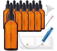 HandsUnity 100ml-12 piezas Frasco de Pipeta Frasco de Vidrio - Juego de Vidrio de Boticario Hecho Vidrio Ámbar con tapa de Pipeta Negra que Incluye 29 piezas de Accesorios