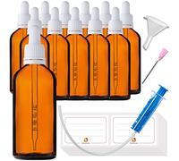 HandsUnity 100ml-12 piezas Frasco de Vidrio Para Pipetas - Juego de Frascos de Farmacia de Vidrio Ámbar con Tapa de Pipeta Blanca incluye 29 piezas de Accesorios - Botellas Vidrio Marrón