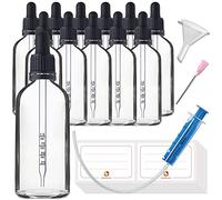 HandsUnity 100ml-12 piezas Frasco de Vidrio Para Pipetas - Juego de Frascos de Farmacia de Vidrio Transparente con Tapa de Pipeta Negra incluye 29pcs Accesorios Auxiliares Frascos Vidrio Claro