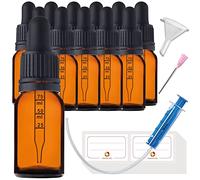 HandsUnity 10ml-12 piezas Frasco de Pipeta Frasco de Vidrio - Juego de Vidrio de Boticario Hecho Vidrio Ámbar con tapa de Pipeta Negra que Incluye 29 piezas de Accesorios - Botellas Vidrio Marrón