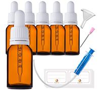HandsUnity 15ml-6 piezas Frasco de Vidrio Para Pipetas - Juego de Frascos de Farmacia de Vidrio Ámbar con Tapa de Pipeta Blanca incluye 17 piezas de Accesorios - Botellas Vidrio Marrón
