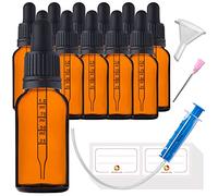 HandsUnity 20ml-12 piezas Frasco de Pipeta Frasco de Vidrio Peque?o - Juego de Vidrio de Boticario Hecho de Vidrio Ámbar con tapa de Pipeta Negra que Incluye Accesorios Auxiliares