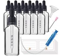 HandsUnity 50ml-12 piezas Frasco de Vidrio Para Pipetas - Juego de Frascos de Farmacia de Vidrio Transparente con Tapa de Pipeta Negra incluye 29pcs Accesorios Auxiliares Frascos Vidrio Claro