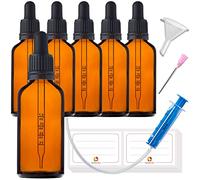 HandsUnity 50ml-6 piezas Frasco de Pipeta Frasco de Vidrio - Juego de Vidrio de Boticario Hecho Vidrio Ámbar con tapa de Pipeta Negra que Incluye 17 piezas de Accesorios - Botellas Vidrio Marrón