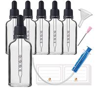 HandsUnity 50ml-6 piezas Frasco de Vidrio Para Pipetas - Juego de Frascos de Farmacia de Vidrio Transparente con Tapa de Pipeta Negra incluye 17pcs Accesorios Auxiliares Frascos Vidrio Claro