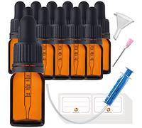 HandsUnity 5ml-12 unidades Botella pequeña de cristal - Juego de tarros de farmacia de cristal ámbar con tapón negro para pipeta incluye 29 piezas accesorios botellas de cristal marrón