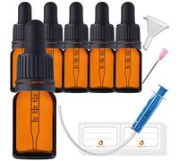 HandsUnity 5ml-6 piezas Frasco de Pipeta Frasco de Vidrio - Juego de Vidrio de Boticario Hecho Vidrio Ámbar con tapa de Pipeta Negra que Incluye 17 piezas de Accesorios - Botellas Vidrio Marrón