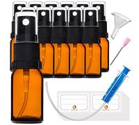HandsUnity Juego de 20ml-12 piezas botellas de cristal con pulverizador de - ámbar - Juego de botellas de farmacia con pulverizador negro, de cristal marrón con 29 accesorios