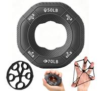 Handtrainer Fingertrainer Set für Griffkraft Training - Unterarmtrainer mit 3 Widerstandsstufen 50-70LB und 8.8LB Finger-Expander, Ergonomischer Silikonring für Muskeltraining, Büro und Sport, Grau &