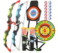 Handwell Arco y Flecha para Niños, Juego Tiro con Arco LED para Interior y Exterior con Diana, 20 Flechas y 12 Bolas Adhesivas, Juego para Niños de 3, 4, 5, 6, 7 y 8 Años, Regalo para Niños y Niñas