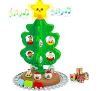 Handwell Mi Primer árbol de Navidad para Niños,Adorno Navideño de Juguete para Bebés con Estrella Luminosa y Música,Coloridos Adornos,Vía de Tren para Armar,Juguete Roly Poly, Niño o Niña