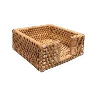 Handwoven Rattan Tissue Box Holder Napkin Storage Basket (4 Sizes: 12x12cm to 24x14cm) Retro Household Sundries Organizer(12.5 * 12.5 * 6cm)
