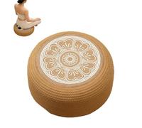 Handwoven Round Meditation Floor Cushion, Natural Seat Mat Comfortable Breathable Yoga Stool Pad, Boho Rustic Sitting Cushion Home Decor for Mindfulness Relaxation Practice
