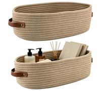 Handwoven Storage Baskets, Large Utility Bin Set, 2 Piece Organizer with Reinforced Handles, Natural Wicker Material, Home Organizer with Rustic Design, Shelf Storage for Nursery Living Room