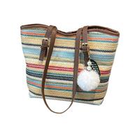 Handwoven Straw Beach Bag - Summer Fashion Accessory, Large Capacity Pocket, Stylish Tote Handbag, Casual Shoulder Carrier | Use For Women Ladies Girls Wives Mothers Travelers Seaside Poolside Shoppin