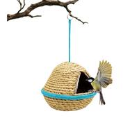 Handwoven Suspension Aviary Pod, Grass Hanging Shelter, Weatherproof Outdoor Breeding Habitat, Eco Fiber Observation Dome, Breathable Garden Rest Chamber, Parrot Finch Macaw Conure Use