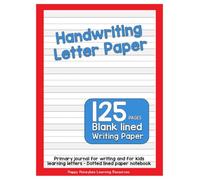 Handwriting Letter Paper - Primary journal for writing and for kids learning letters: 125 pages blank lined writing paper - Dotted lined paper notebook