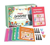 Handwriting Workbook - Grooved Learning Reusable Page | Kids Handwriting Practice Workbook With Pen Grips For Kindergarten Tracing Toddler Boys Girls Children