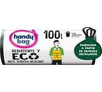 Handy Bag Bolsas de Basura 100L Resistentes Triple Capa, Antigoteo, Autocierre, 100% Plástico Reciclado, 8 Unidades