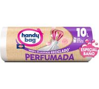 Handy Bag Bolsas de Basura 10L Resistentes Triple Capa, Antigoteo, Autocierre, 100% Plástico Reciclado, 12 Unidades