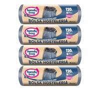 Handy Bag Bolsas de Basura 120L Industrial, Pack Ahorro 4x8 Total 32 Bolsas De 120 - Extra Resistentes, No Gotean, 100% Material Reciclado, Ideal para hosteleria