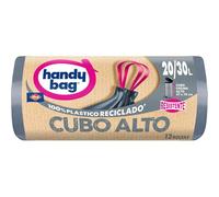 Handy Bag Bolsas de Basura 20-30L Resistentes Triple Capa, Antigoteo, Autocierre, 100% Plástico Reciclado, 12 Unidades