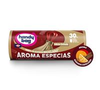 Handy Bag Bolsas de Basura 30L Perfumadas, Resistentes Triple Capa, Antigoteo, Autocierre, 100% Plástico Reciclado, 8 Unidades