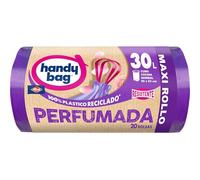 Handy Bag Bolsas de Basura 30L Perfumadas, Resistentes Triple Capa, Antigoteo, Autocierre, 100% Plástico Reciclado, 20 Unidades