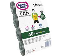Handy Bag Bolsas de Basura 50L Resistentes Triple Capa, Antigoteo, Autocierre, 100% Plástico Reciclado, 10 Unidades