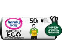 Handy Bag Bolsas de Basura 50L Resistentes Triple Capa, Antigoteo, Autocierre, 100% Plástico Reciclado, 8 Unidades