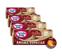 Handy Bag Bolsas de Basura Aroma Especias, 100% Reciclado, Extra Resistentes, Antigoteo, Autocierre, 30L, 8 Bolsas, 1 Paquete (Paquete de 4)