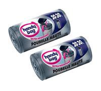 Handy bag Handy Bag bolsas de basura (15 unidades, 30 L, para cubos Hautes, fijación, Elástico, Ultra Resistente, antigoteo, 47 x 78 cm, gris oscuro, opaco