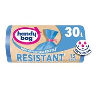 Handy Bag - Bolsas de basura con enlace, resistente 30 x 15 bolsas. - Eficaz: película plástica resistente, sellado máximo, 100% plástico reciclado