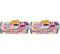 Handy Bag - Bolsas de basura con fijación elástica para basura (35 x 12 bolsas), apto para contenedores rectangulares, ultra resistente e impermeable: película de triple grosor, 100% plástico