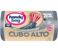 Handy Bag Bolsas de Basura Cubo Alto - Bolsas para cubo de basura alto de cocina, extra resistente y antigoteo, autocierre, 100% plástico reciclado, 20-30L, 15 unidades