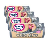 Handy Bag Bolsas de Basura Cubo Alto - Bolsas para cubo de basura alto de cocina, extra resistente y antigoteo, autocierre, 100% plástico reciclado, 20-30L, 12 bolsas (Paquete de 4)