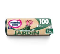 Handy Bag Bolsas de basura Jardín - Bolsas para cubo de basura de jardín, extra resistentes y antigoteo, autocierre, 100% plástico reciclado, soporta cargas hasta 15 kg, 100L, 8 bolsas