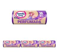Handy Bag Bolsas de Basura Perfumadas, 100% Reciclado, Extra Resistentes, Antigoteo, Autocierre, 30L, 12 Bolsas, 1 Paquete (Paquete de 4)