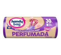 Handy Bag Bolsas de Basura Perfumadas, 100% Reciclado, Extra Resistentes, Antigoteo, Autocierre, 30L, 12 Bolsas, 1 Paquete