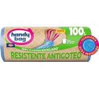 Handy Bag Bolsas de Basura Resistente Antigoteo, 100% Reciclado, Autocierre, 100L, 8 Bolsas, 1 Paquete