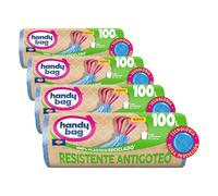 Handy Bag Bolsas de Basura Resistente Antigoteo, 100% Reciclado, Autocierre, 100L, 8 Bolsas, 1 Paquete (Paquete de 4)