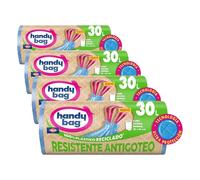 Handy Bag Bolsas de Basura Resistente Antigoteo, 100% Reciclado, Autocierre, 30L, 12 Bolsas, 1 Paquete (Paquete de 4)