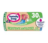Handy Bag Bolsas de Basura Resistente Antigoteo, 100% Reciclado, Autocierre, 30L, 25 Bolsas, 1 Paquete